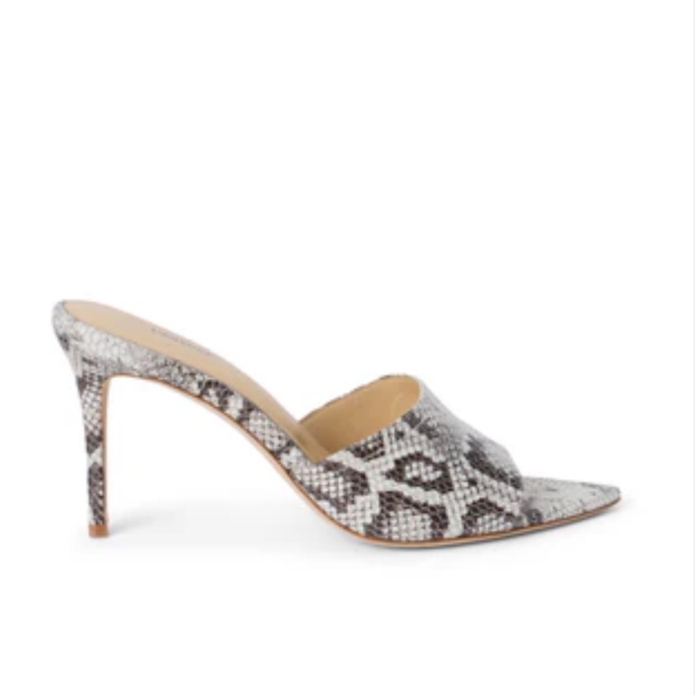 Gray Snakeskin Lolita Patterned High Heeled Mules